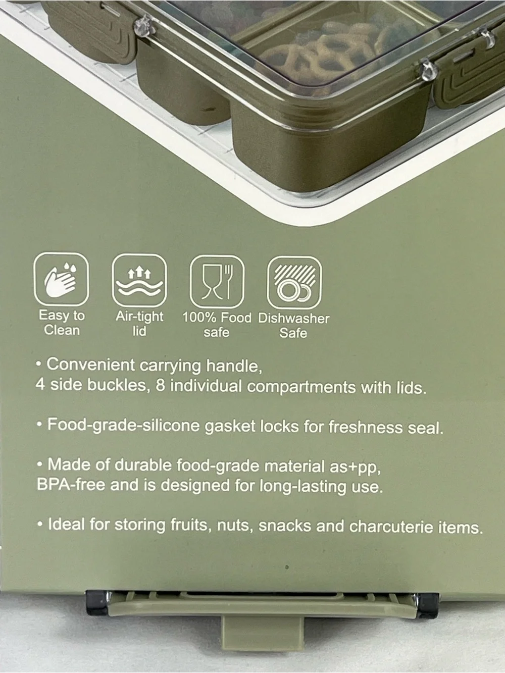Olive Green Perfect On-The-Go Snack Box - 8 Compartment
